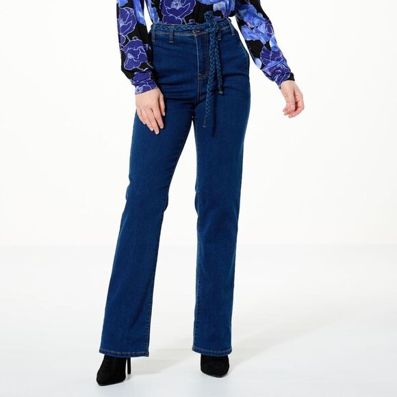 DG2 by Diane Gilman New Classic Stretch Denim Belted Trouser size 24WT NWT - Picture 1 of 8